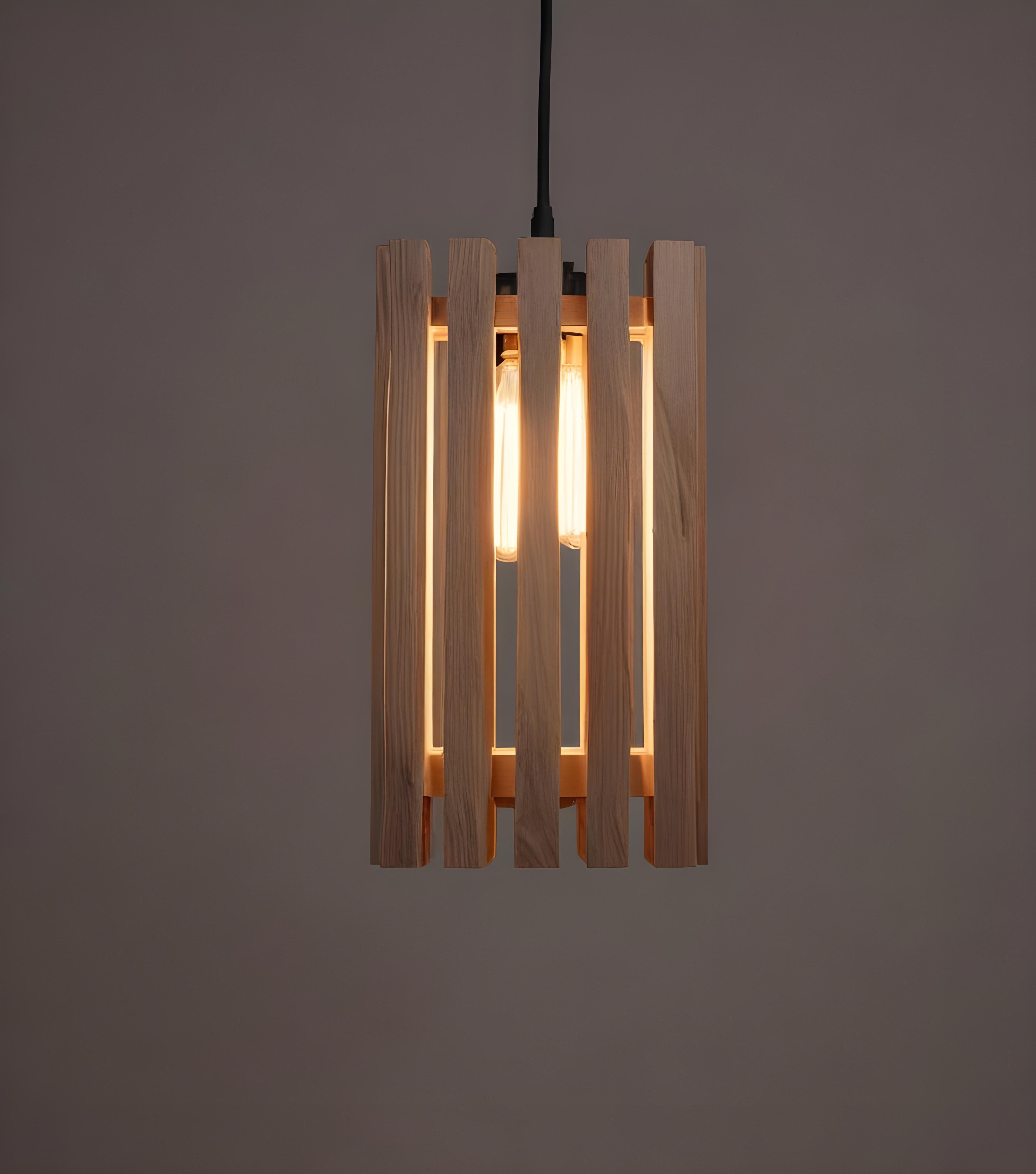 Elegant Beige Wooden Single Hanging Lamp (BULB NOT INCLUDED)