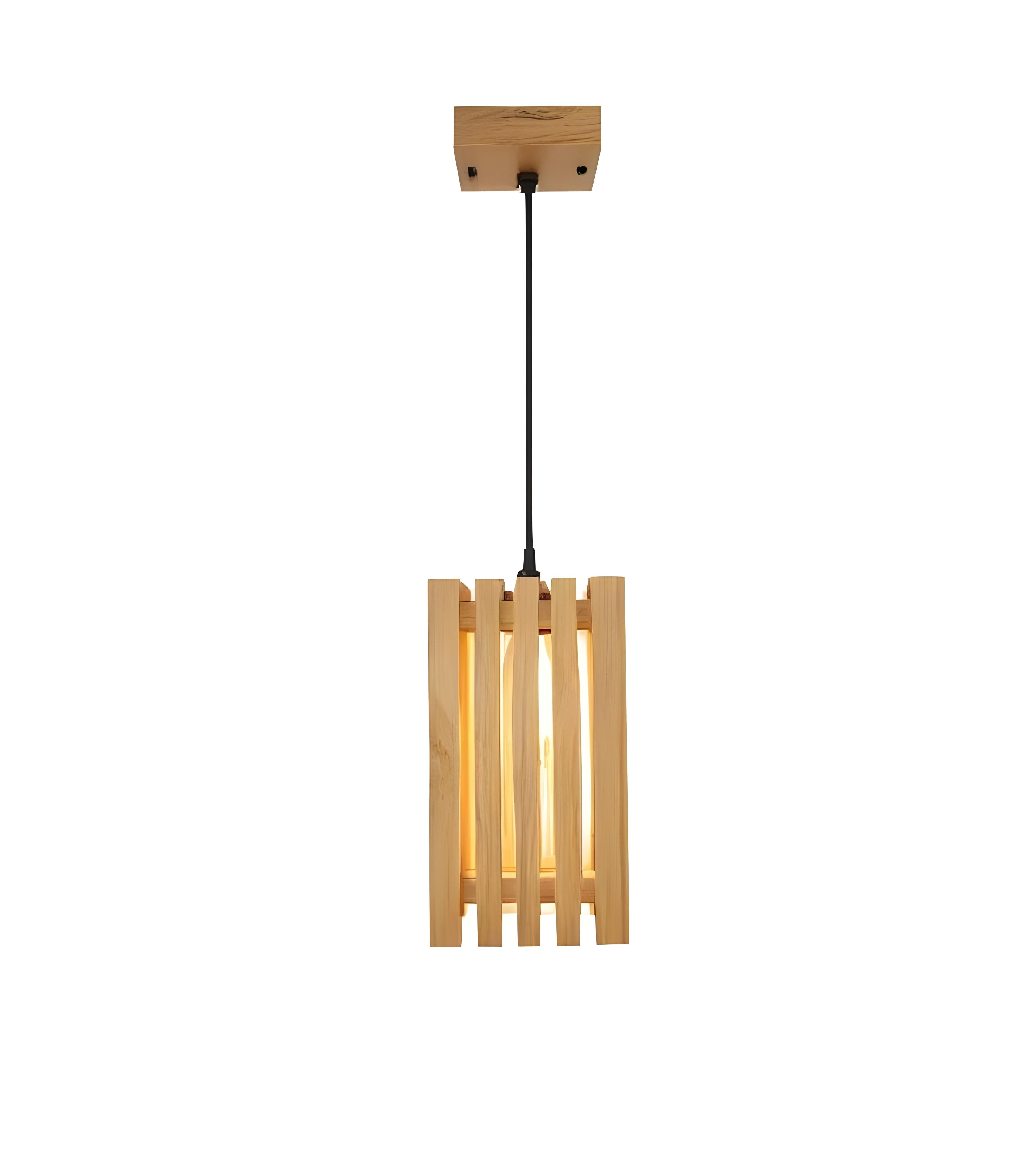 Elegant Beige Wooden Single Hanging Lamp (BULB NOT INCLUDED)