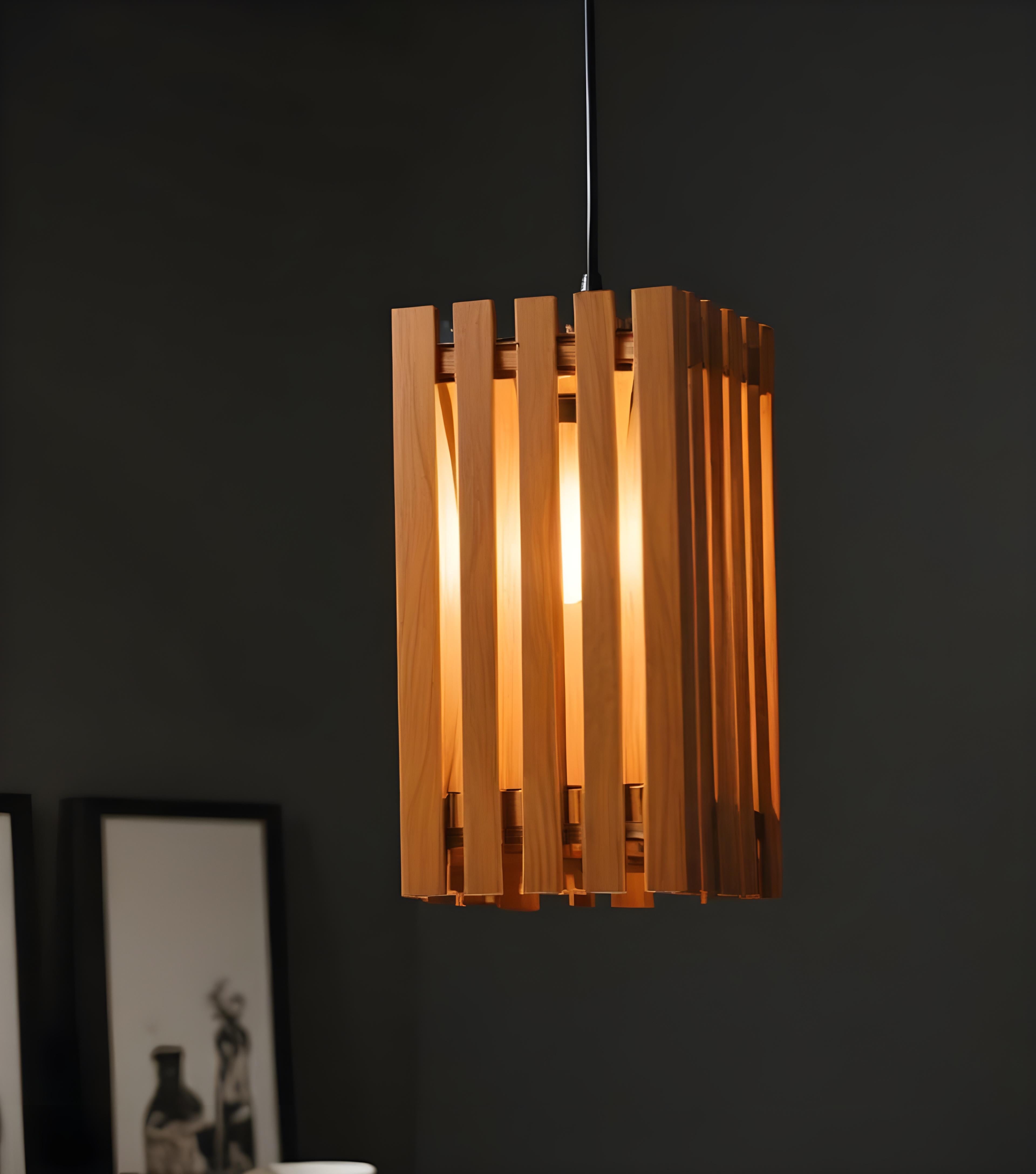 Elegant Brown Wooden Single Hanging Lamp (BULB NOT INCLUDED)