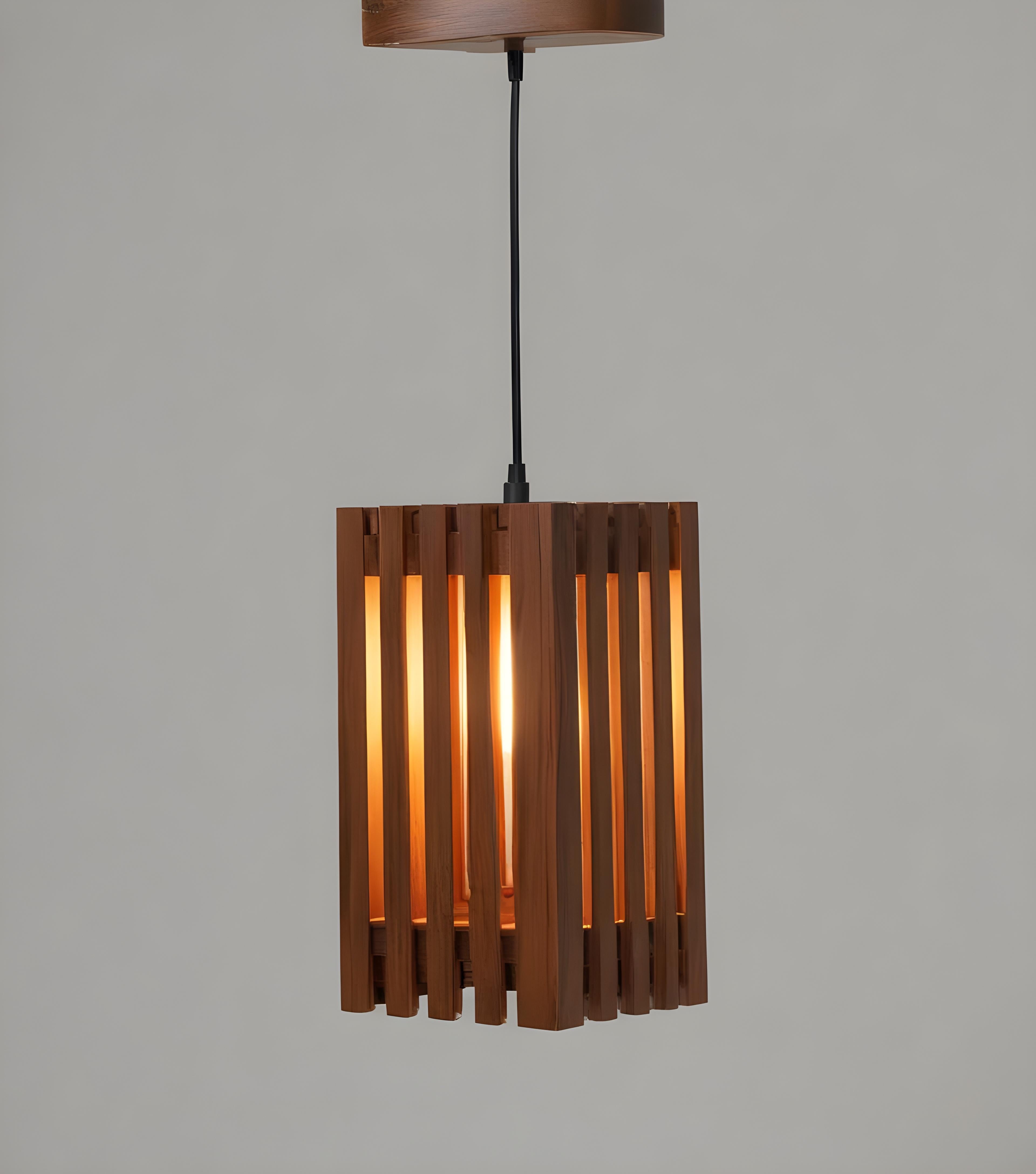 Elegant Brown Wooden Single Hanging Lamp (BULB NOT INCLUDED)