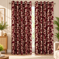 Fancy Polyester Floral Curtains for Door and Window, Ganna Design Room Darkening Curtain Panel for Bedroom, Living Room and Home Decor, 7 Feet, Pack of 1