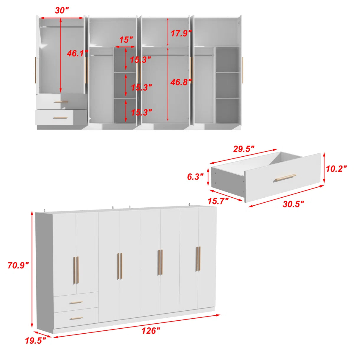 Elegant 8-Door Wardrobe With Modern Design, Ample Storage Space, And Anti-Tip Safety Features For Stylish Organization