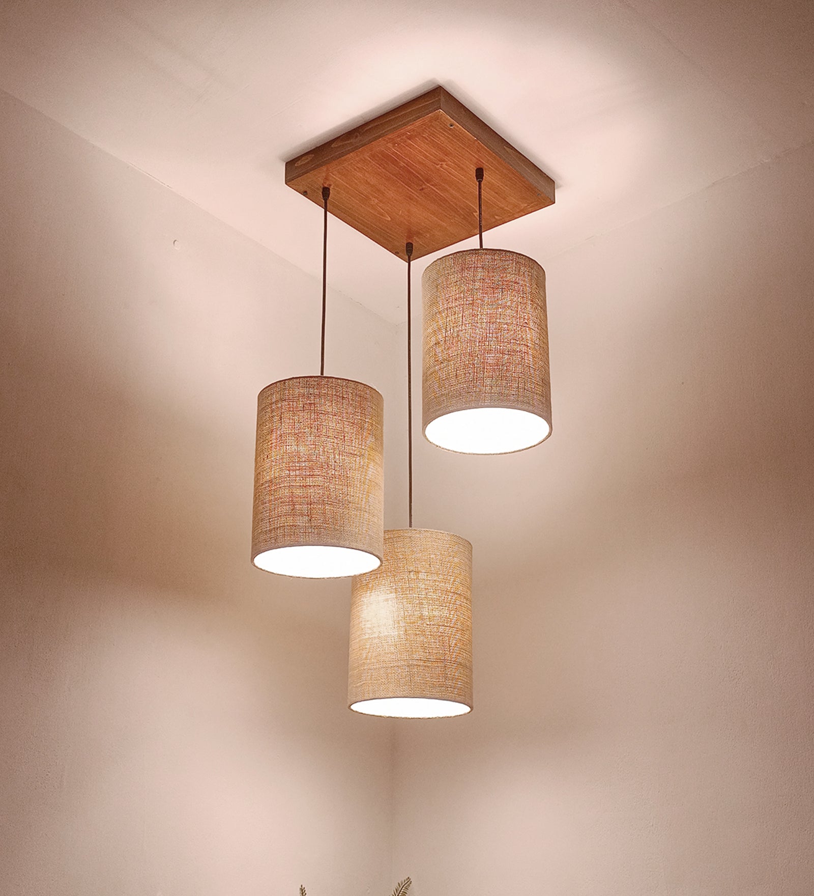 Elementary Brown Wooden Cluster Hanging Lamp (BULB NOT INCLUDED)