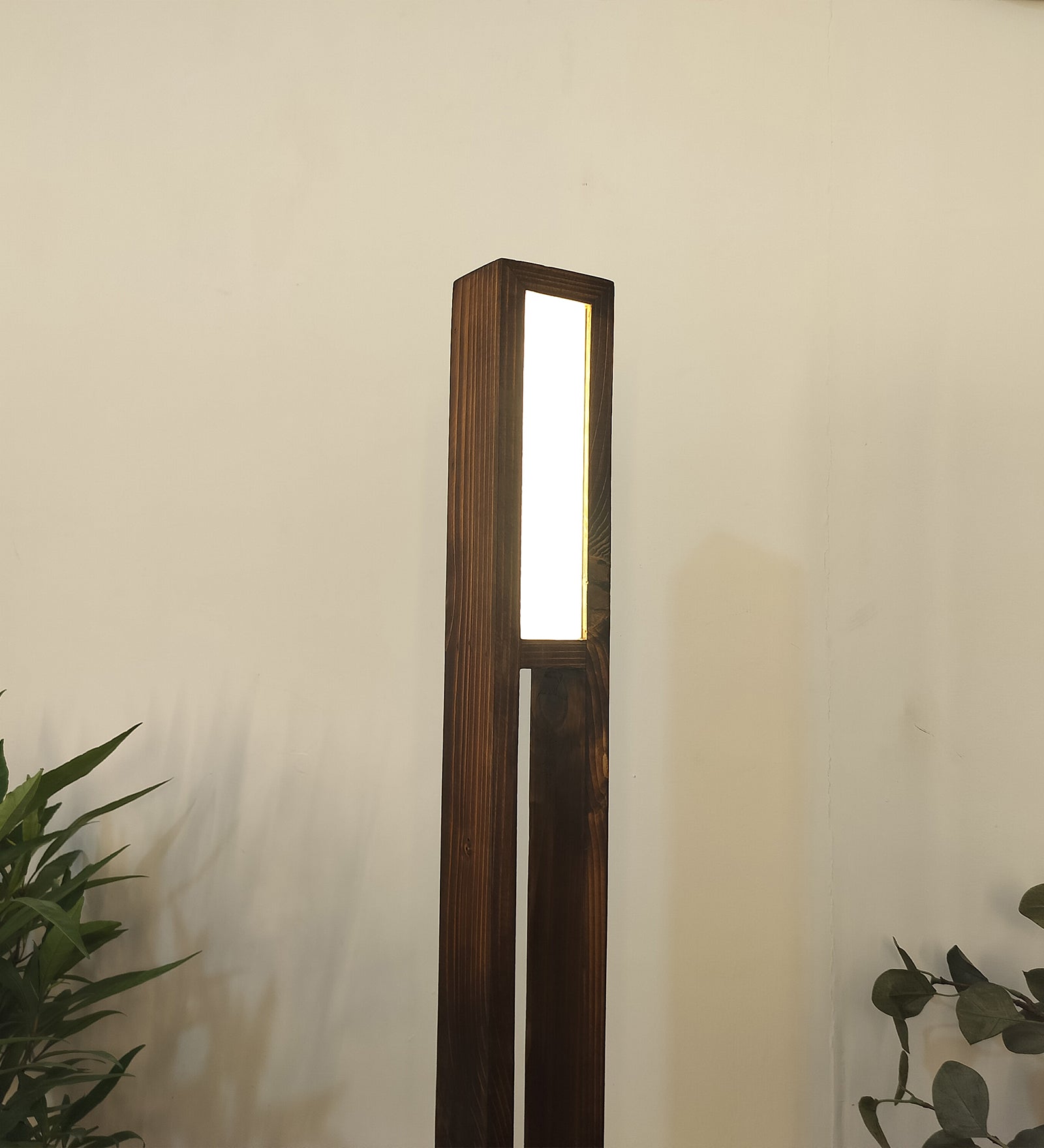 Elevar Wooden LED Floor Lamp with Brown Base