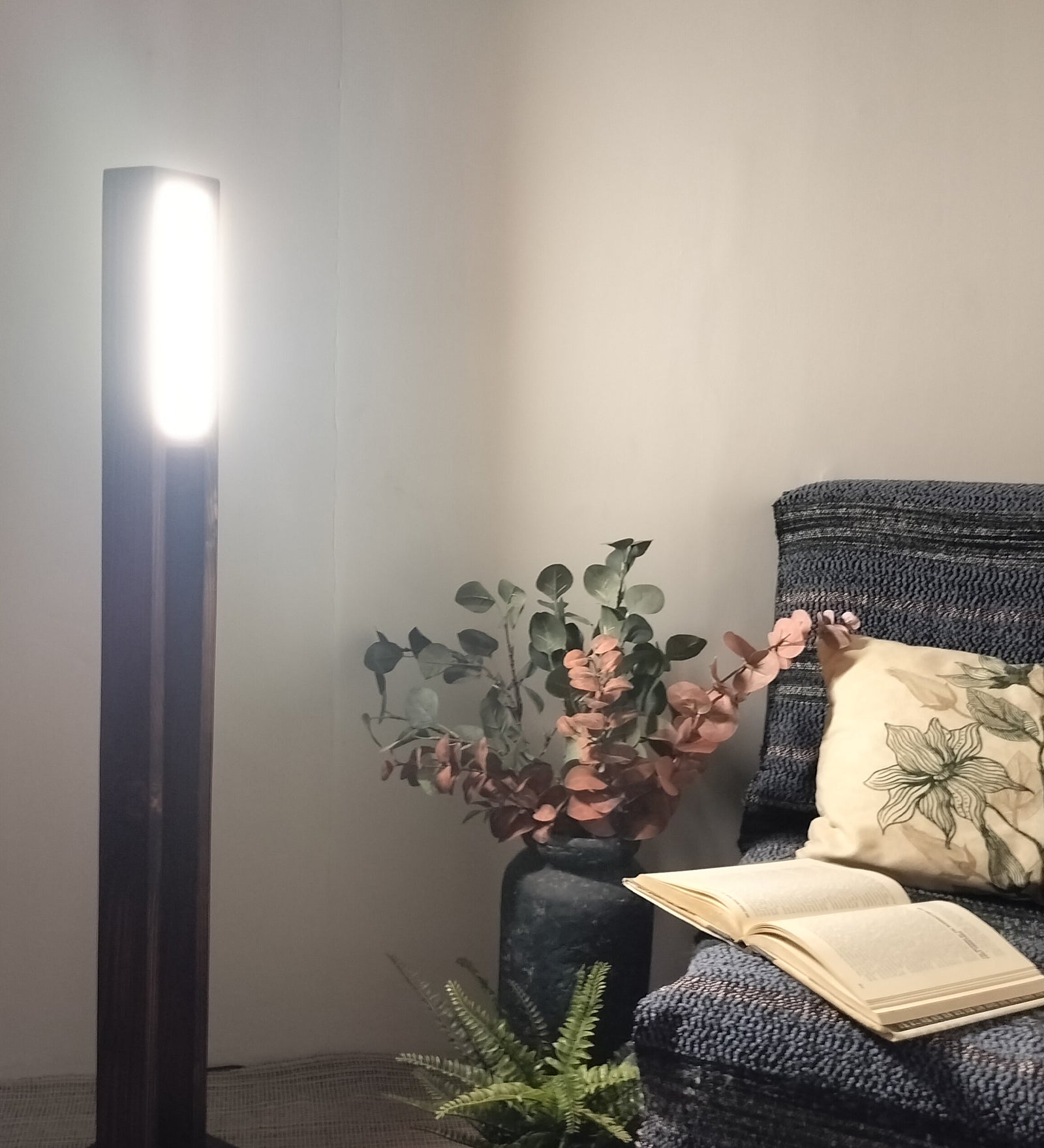 Elevar Wooden LED Floor Lamp with Brown Base