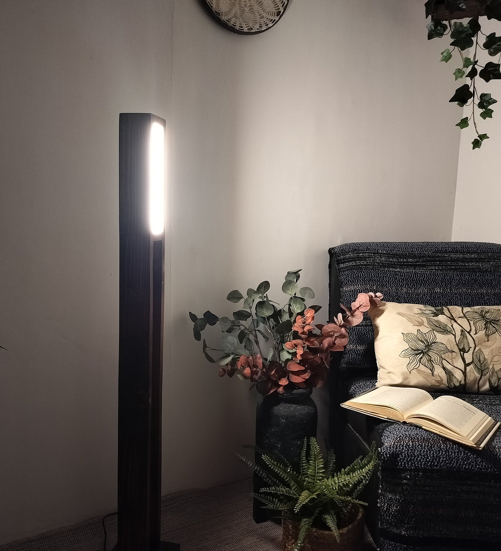 Elevar Wooden LED Floor Lamp with Brown Base