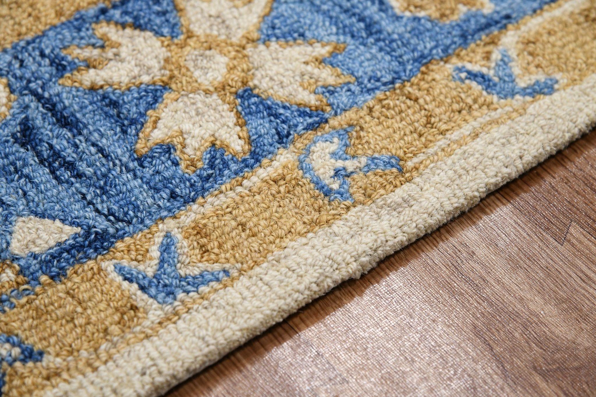 Royal Blue Wool Romania 5x8 Feet Hand-Tufted Carpet - Rug - Ouch Cart 