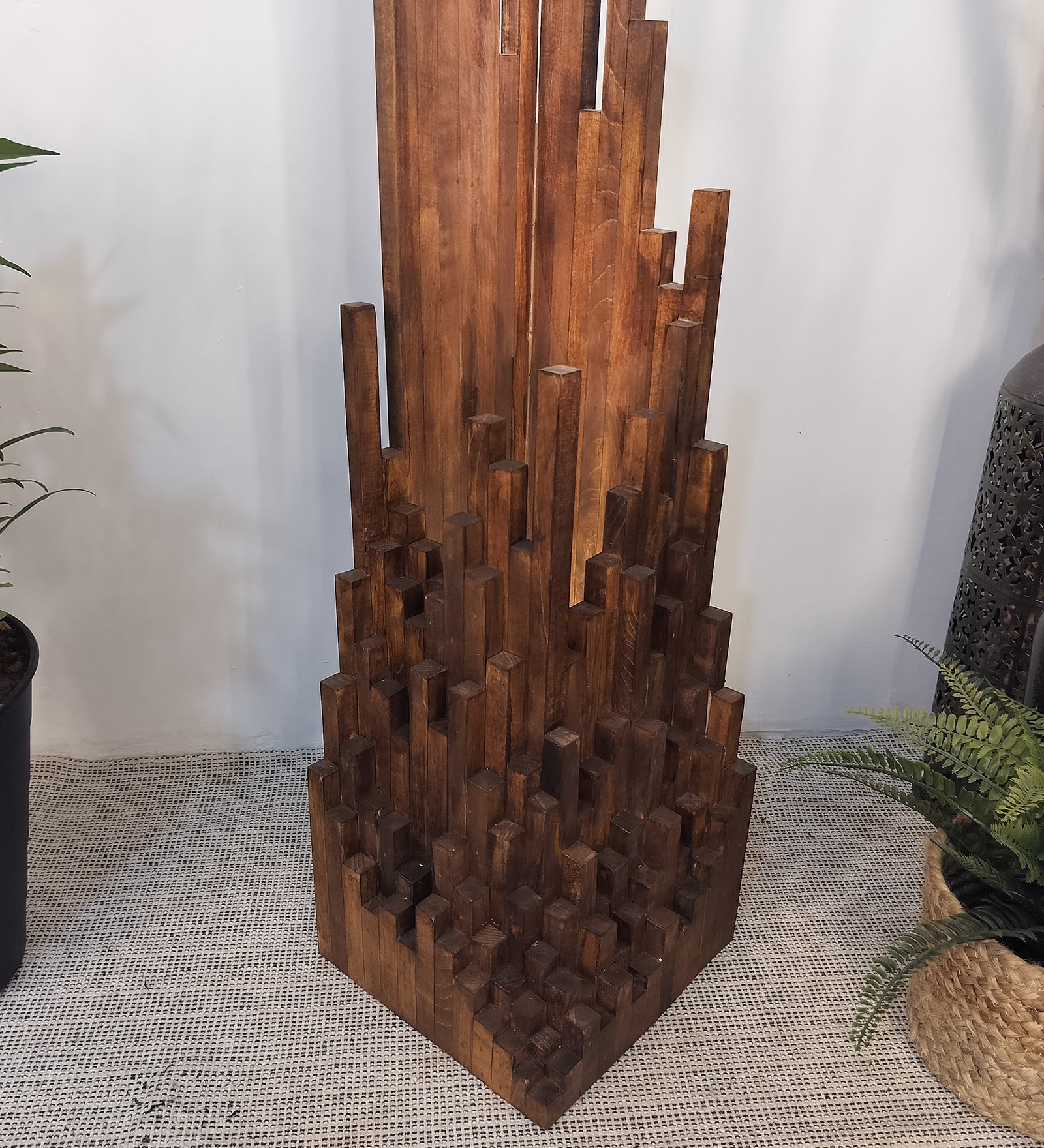 Emanate Diffused Lighting Wooden Floor Lamp with Brown Base (BULB NOT INCLUDED)