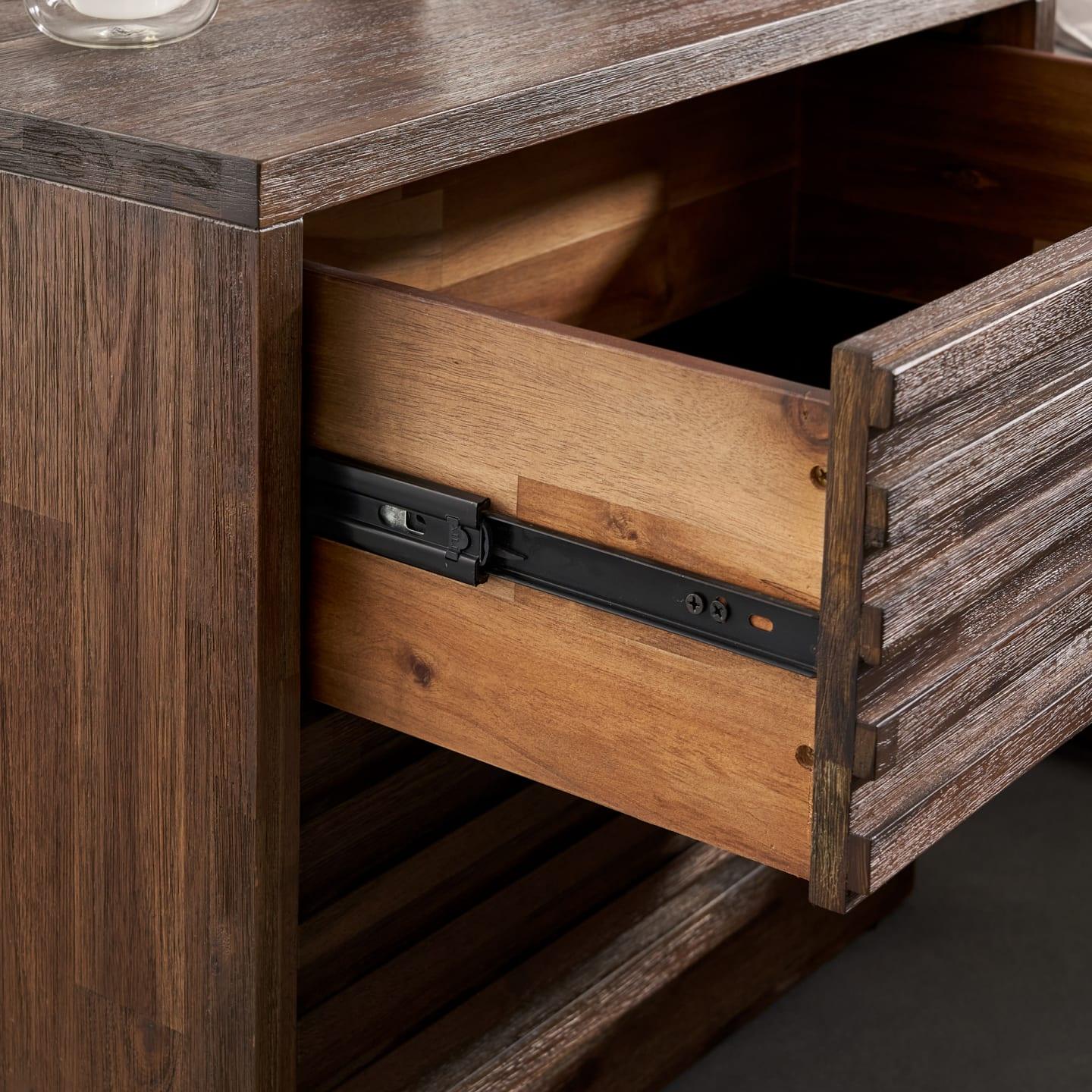 Solid Acacia and Engineered Emery Nightstand - Ouch Cart 