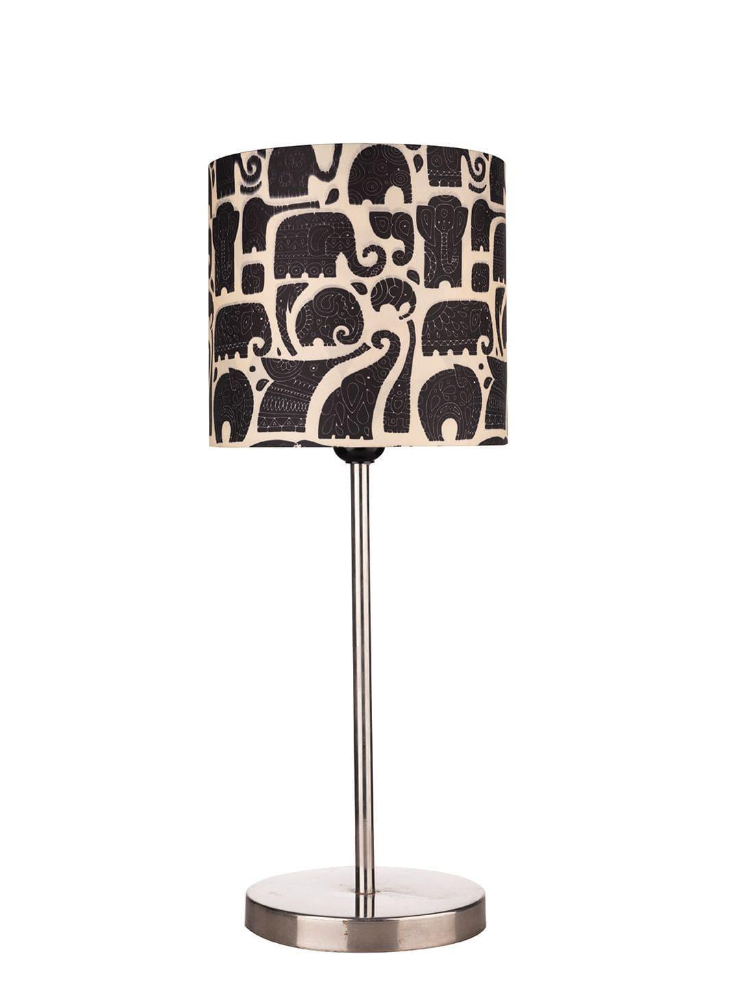 Metal Chrome Finish Lamp with Multicolor Black Elephant Shade - Ouch Cart 