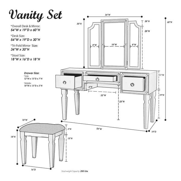 Tan Kim Vanity dressing table with mirror with stool - Ouch Cart 