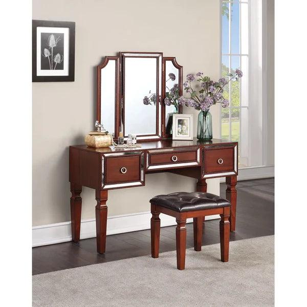 Tan Kim Vanity dressing table with mirror with stool - Ouch Cart 