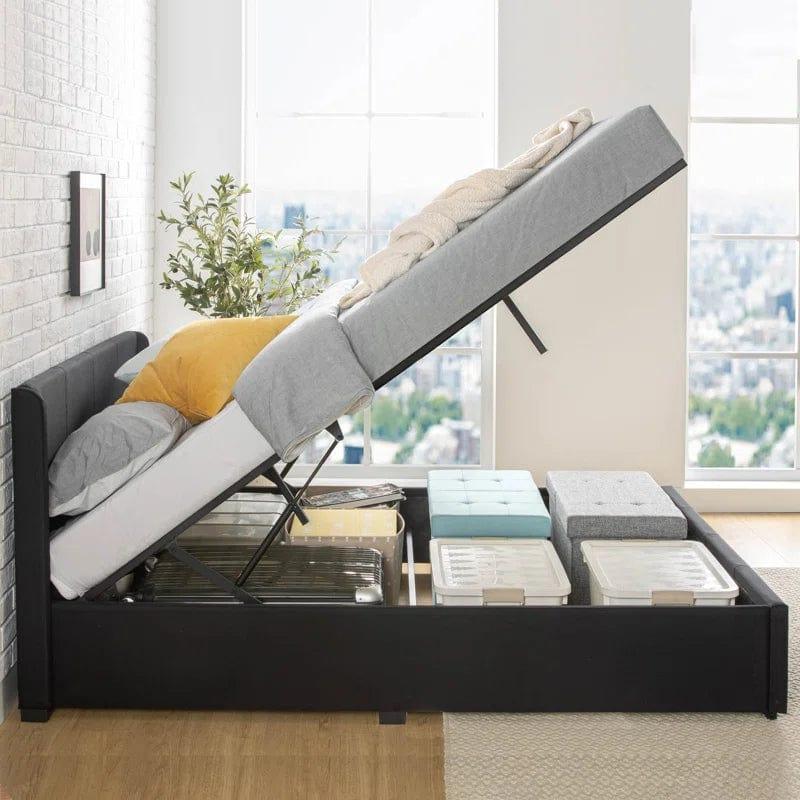 Estella Upholstered Ottoman Bed Frame with Headboard - Ouch Cart 