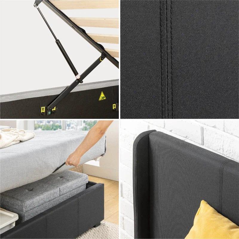 Estella Upholstered Ottoman Bed Frame with Headboard - Ouch Cart 