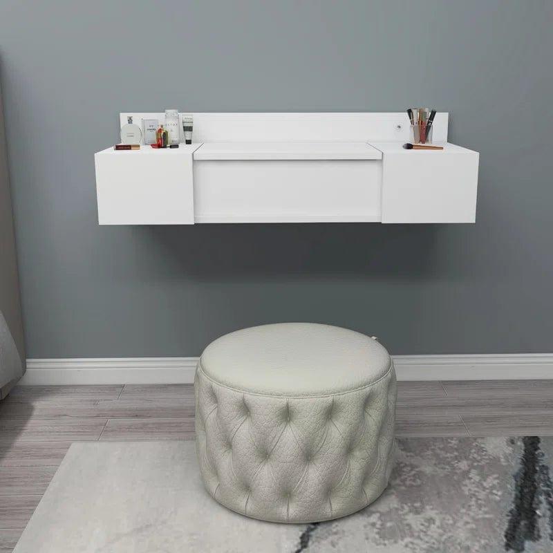 ALIMORDEN Floating Shelf with Drawer,Floating Drawer for Bathroom, White Wall Mounted Desk,Pull Out Drawer, Floating Wall Desk, Hanging Desk, White - Ouch Cart 