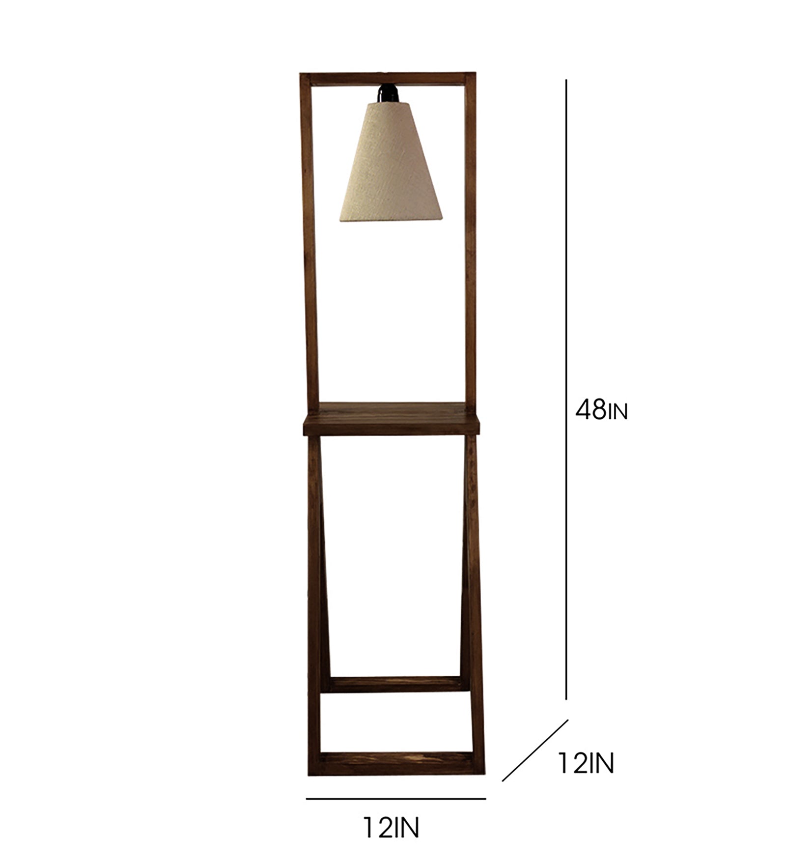 Euphoria Wooden Floor Lamp with Brown Base and Beige Fabric Lampshade (BULB NOT INCLUDED)