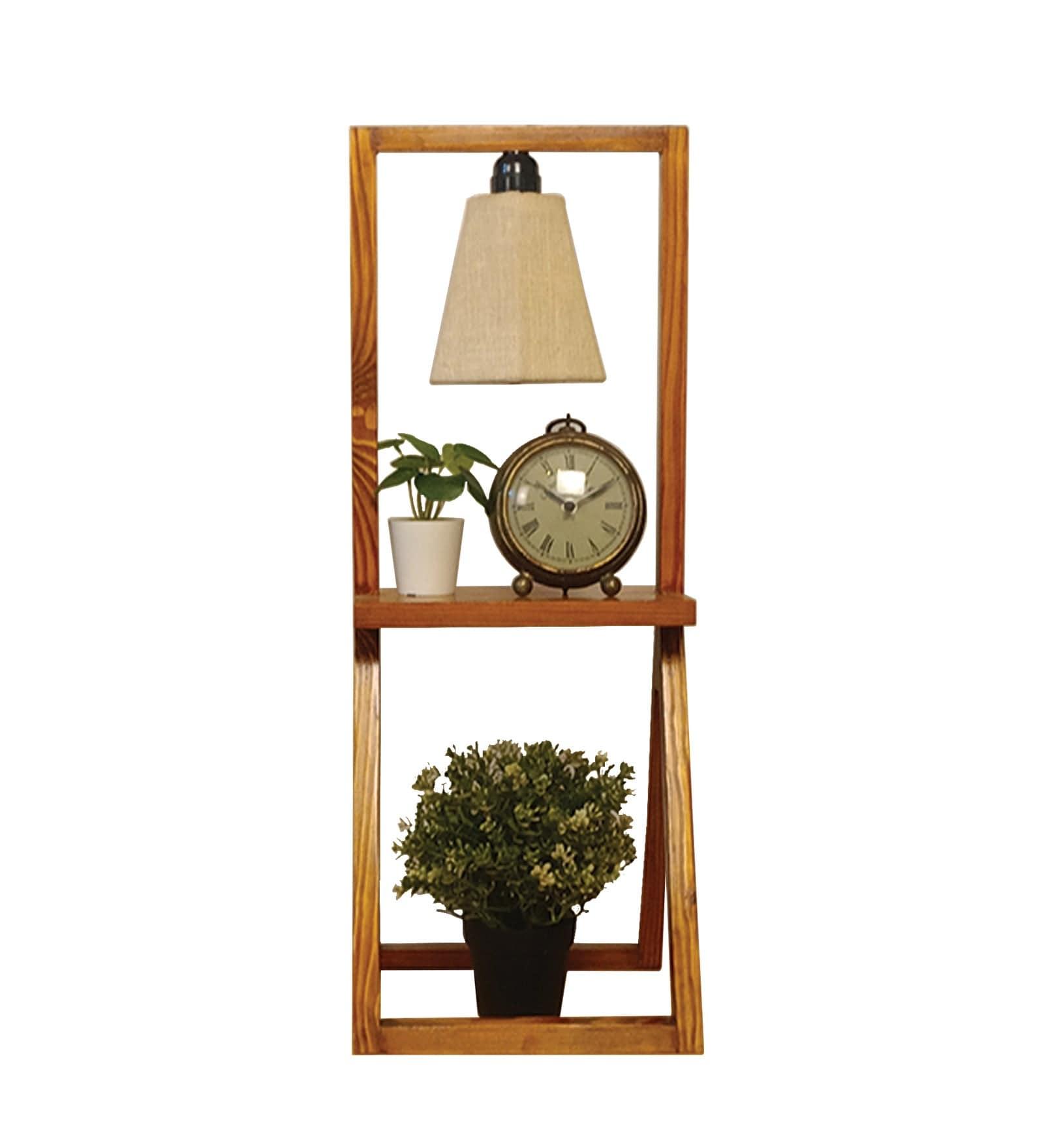 Euphoria Brown Wooden Table Lamp with Beige Fabric Lampshade (BULB NOT INCLUDED) - Ouch Cart 