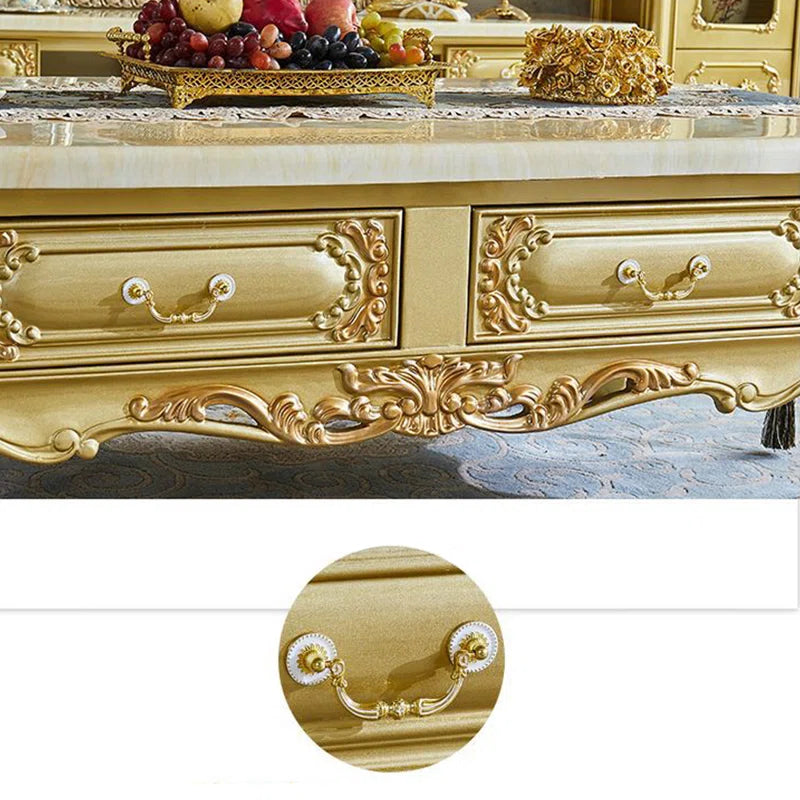 European Luxury Carved Marble Coffee Table