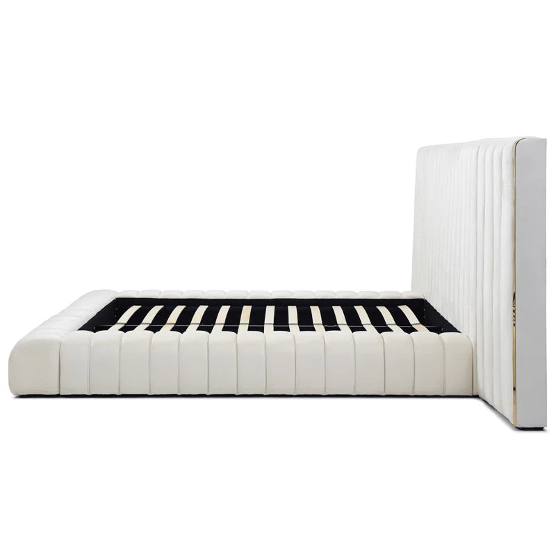 Everly Quinn Avalon Velvet Upholstered Platform Bed With Wings.
