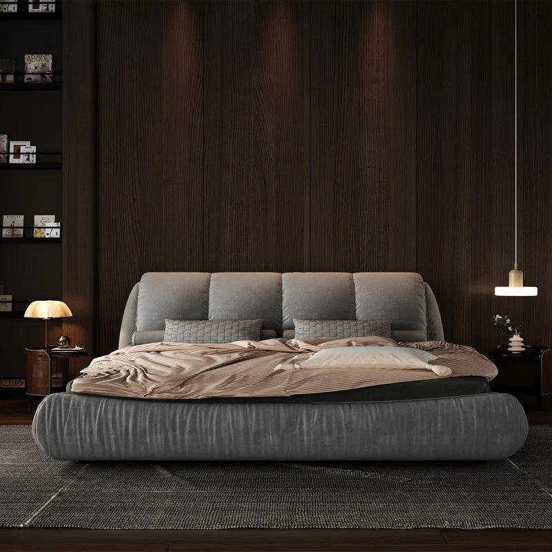 Everly Quinn Upholstered Platform Bed with Oversized Padded Backrest