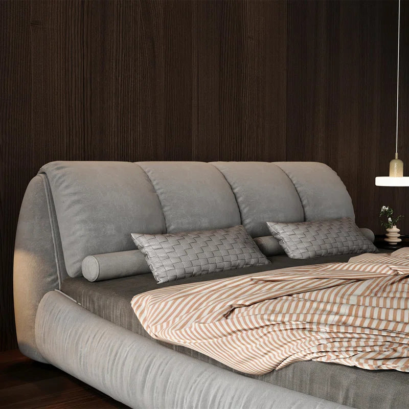 Everly Quinn Upholstered Platform Bed with Oversized Padded Backrest