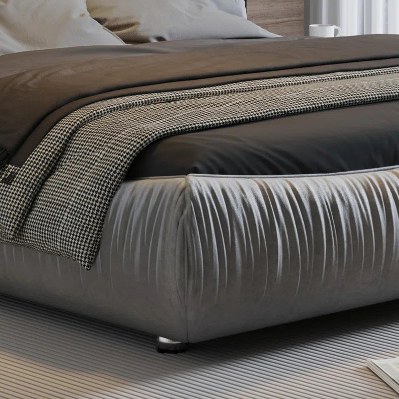 Everly Quinn Upholstered Platform Bed with Oversized Padded Backrest