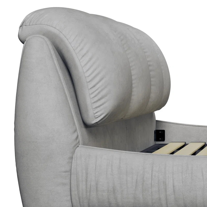 Everly Quinn Upholstered Platform Bed with Oversized Padded Backrest