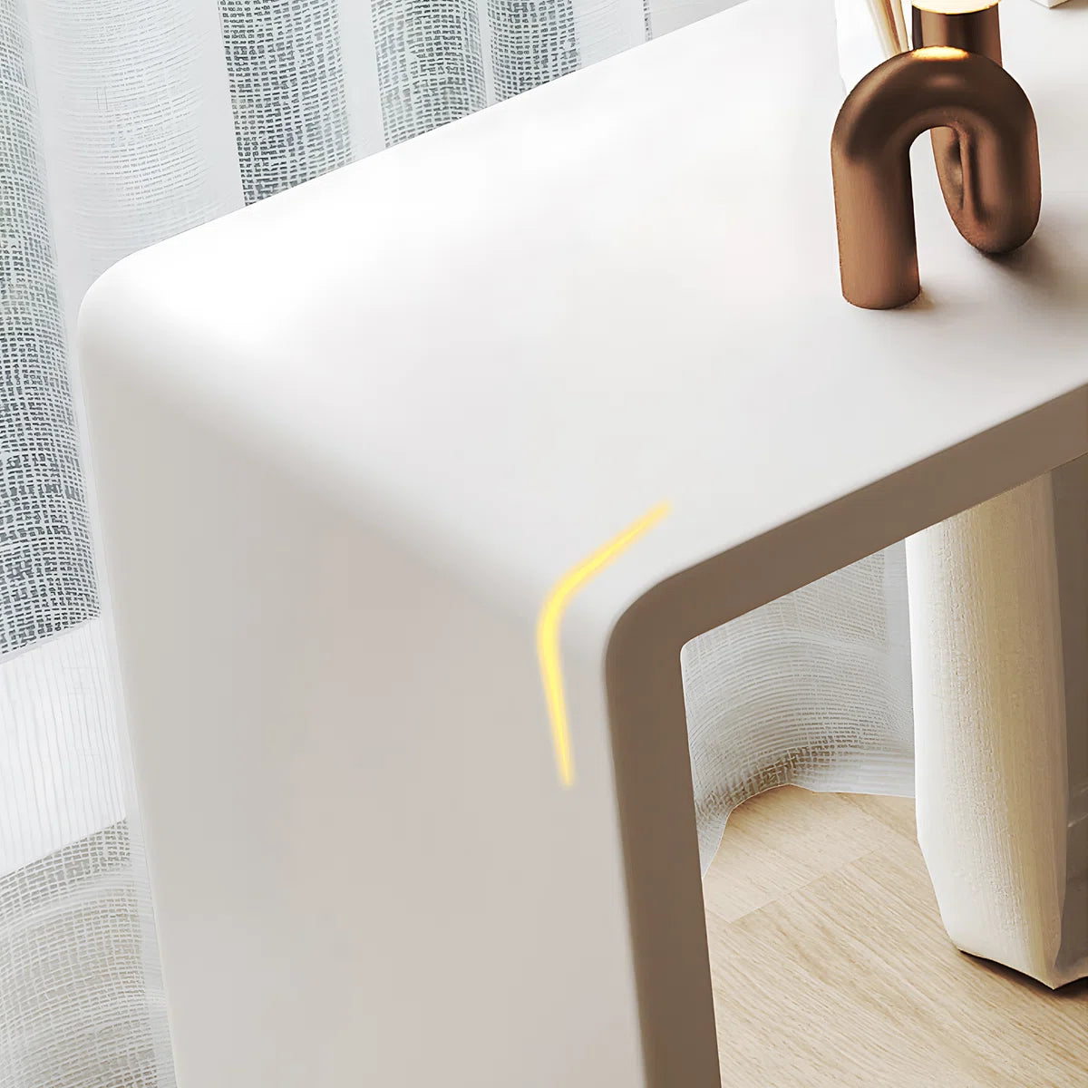 Cream White Expandable Makeup Vanity with Pre-Assembled Design & Storage