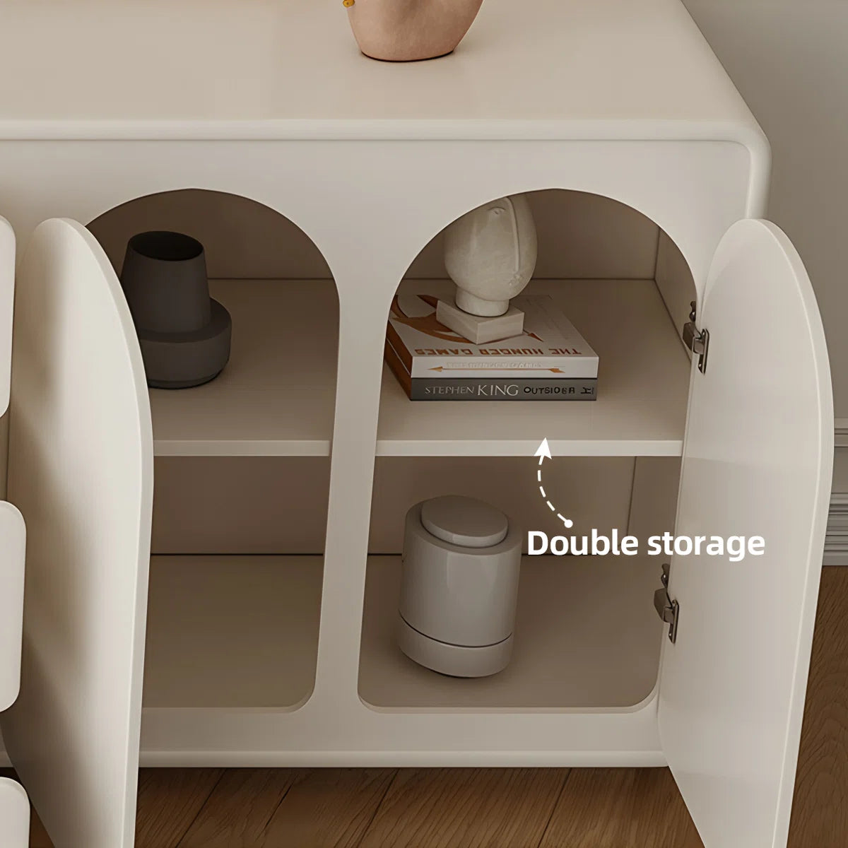 Cream White Expandable Makeup Vanity with Pre-Assembled Design & Storage