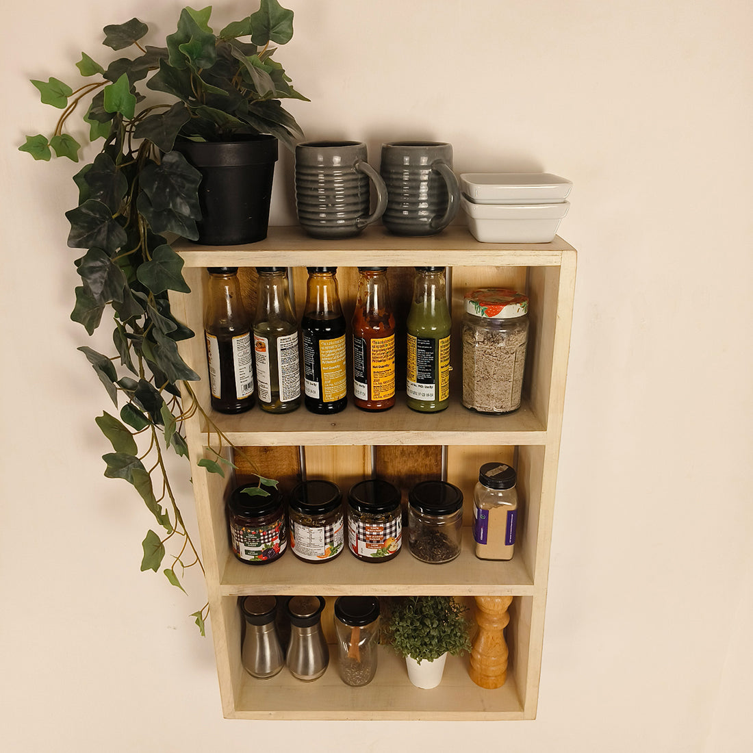 FERGUSON Wooden Kitchen Storage Wall Shelf- OUCH CART | Wall hangings
