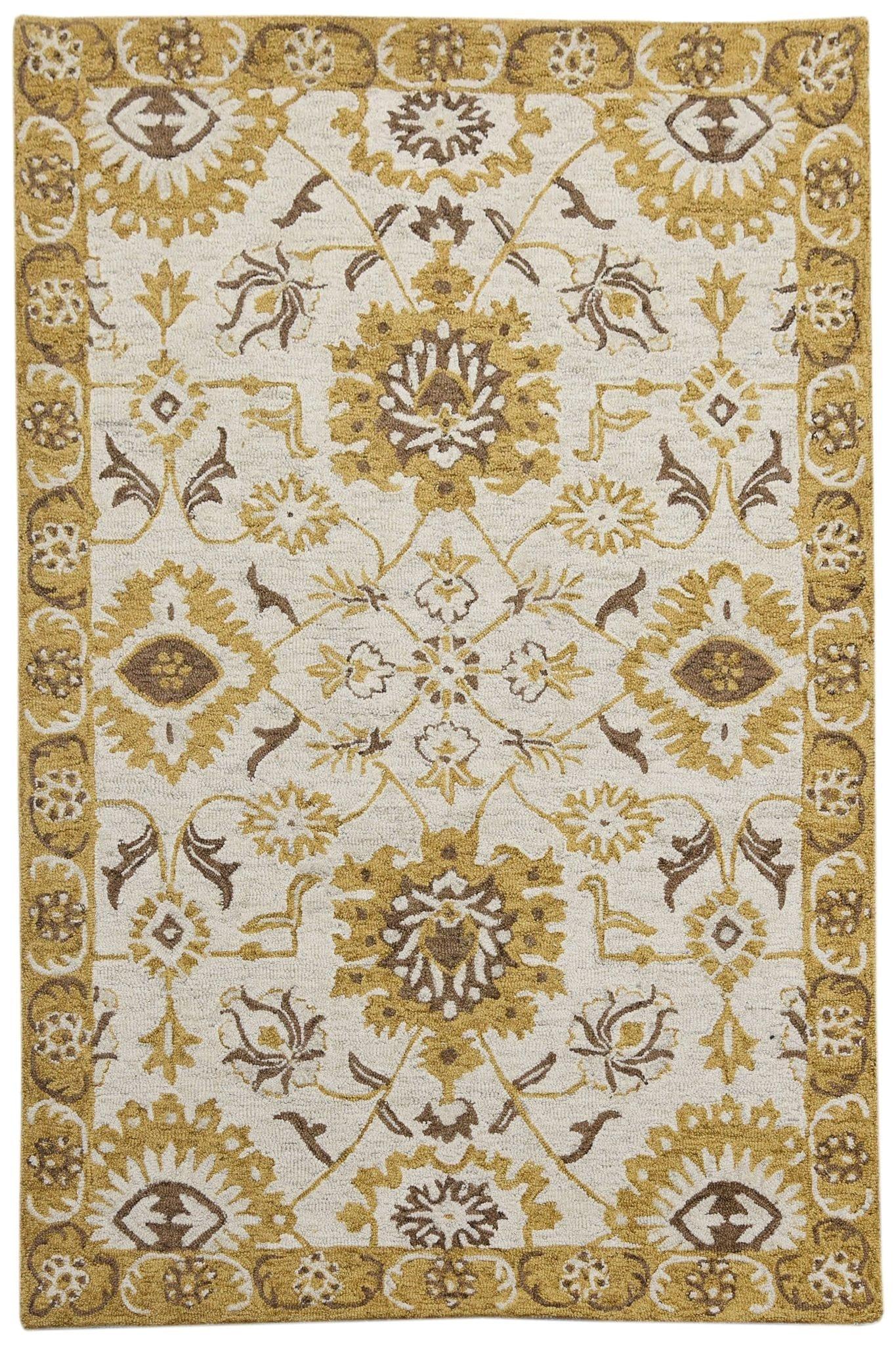 Gold Wool Romania 4x6 Feet Hand-Tufted Carpet - Rug - Ouch Cart 