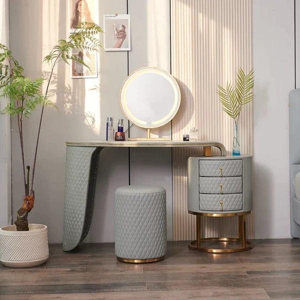 Jan Vanity Dressing Table with Stool & Mirror, Makeup Vanity Desk Vanity Table Dressing Table with Drawers Vanity Desk With Mirror Makeup Table for Bedroom - Ouch Cart 