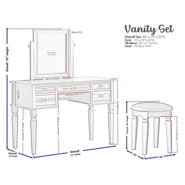 Tomasz Vanity dressing table with mirror with stool Stylish Corner Makeup Vanity Table, with Mirror and 5 Spacious Drawers, Bedroom Essential Dressing, Modern Minimalist Writing Desk for Girls - Ouch Cart 