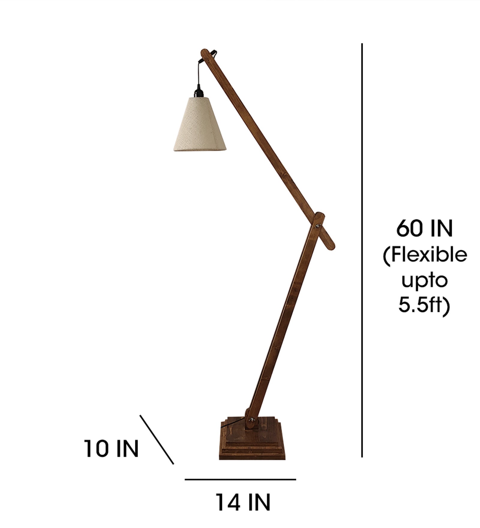 Fisher Wooden Floor Lamp with Brown Base and Jute Fabric Lampshade (BULB NOT INCLUDED)