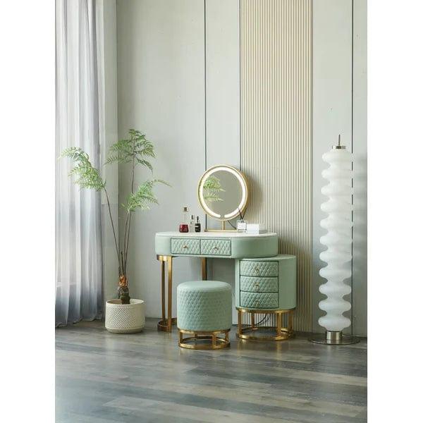 Acodaiuy Vanity Desk | Makeup Vanity Desk White Vanity Table Dressing Table with Drawers Vanity Desk with Mirror & with Lights Makeup Table for Bedroom Bathroom - White - Ouch Cart 