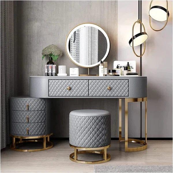 Acodaiuy Vanity Desk | Makeup Vanity Desk White Vanity Table Dressing Table with Drawers Vanity Desk with Mirror & with Lights Makeup Table for Bedroom Bathroom - White - Ouch Cart 