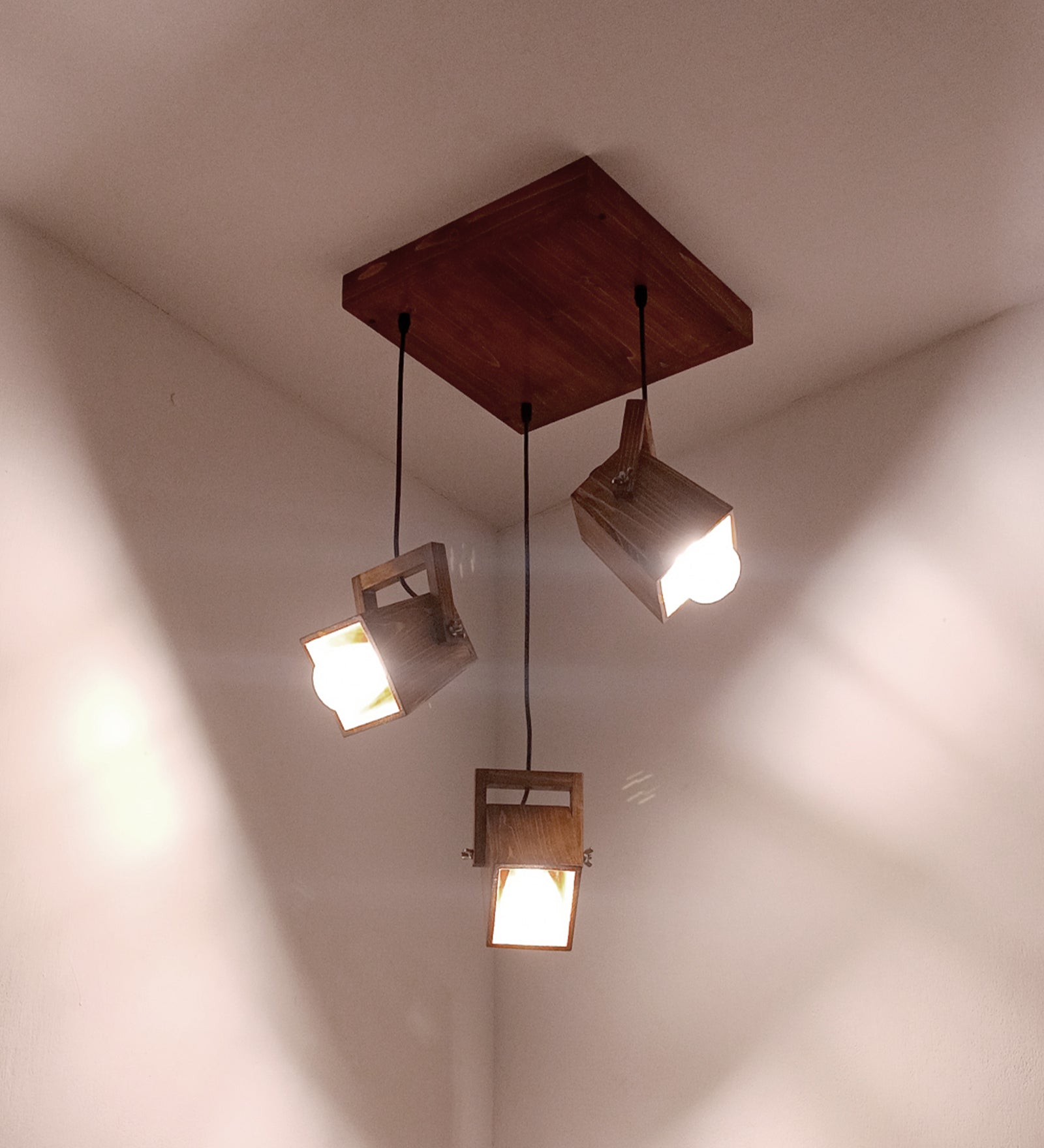 Focal Brown Wooden Cluster Hanging Lamp (BULB NOT INCLUDED)