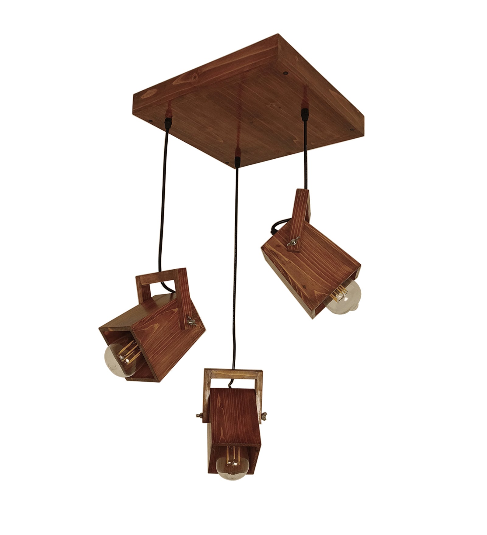 Focal Brown Wooden Cluster Hanging Lamp (BULB NOT INCLUDED)