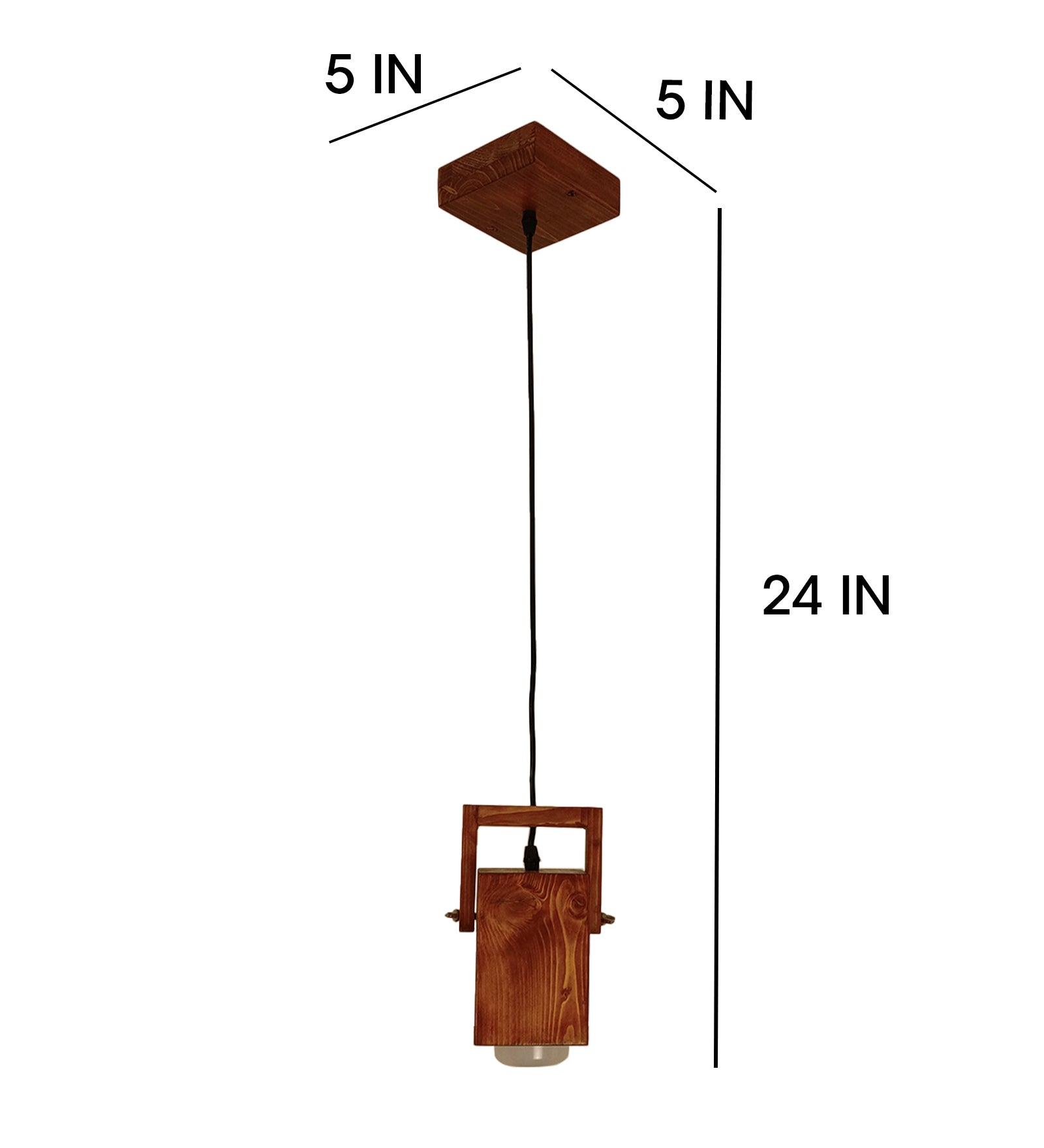 Focal Brown Wooden Single Hanging Lamp (BULB NOT INCLUDED)