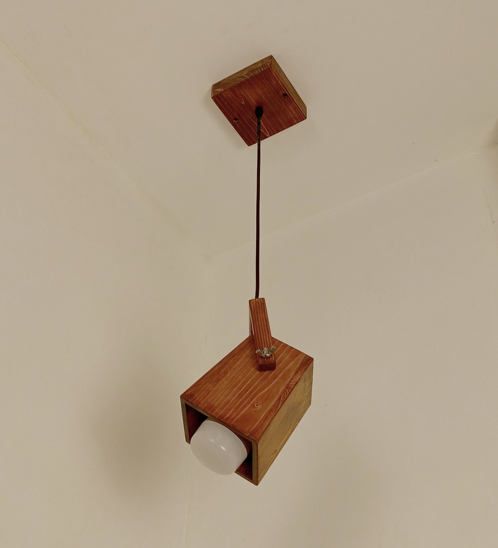 Focal Brown Wooden Single Hanging Lamp (BULB NOT INCLUDED)