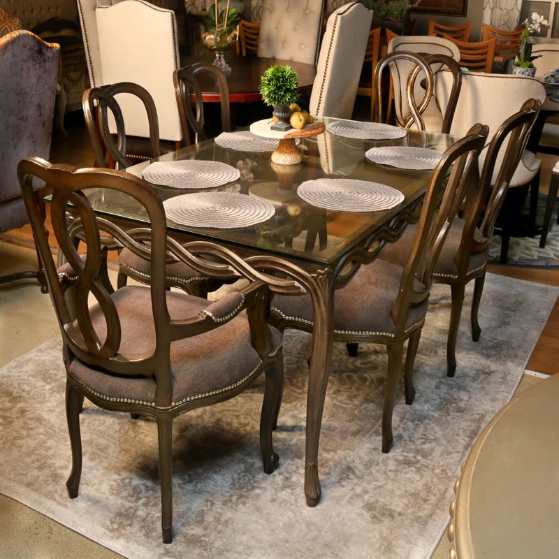 Sophisticated 7-Piece Glass Top Dining Set: Modern Style and Elegant Dining"