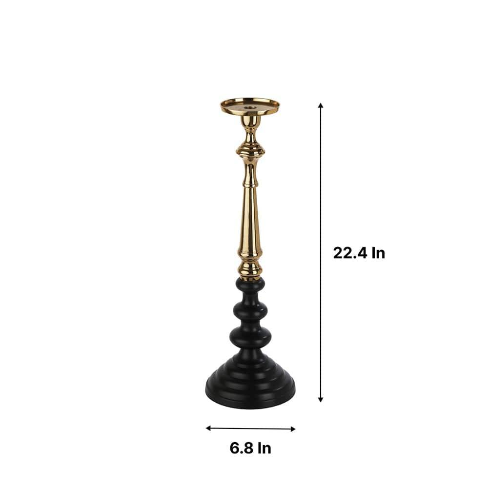 Lydia Pillar Large Candle Holder Black & Gold - Ouch Cart 