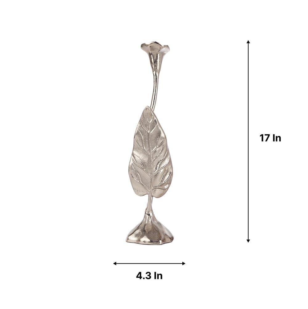 Jules Leaf Candle Holder Large Silver - Ouch Cart 