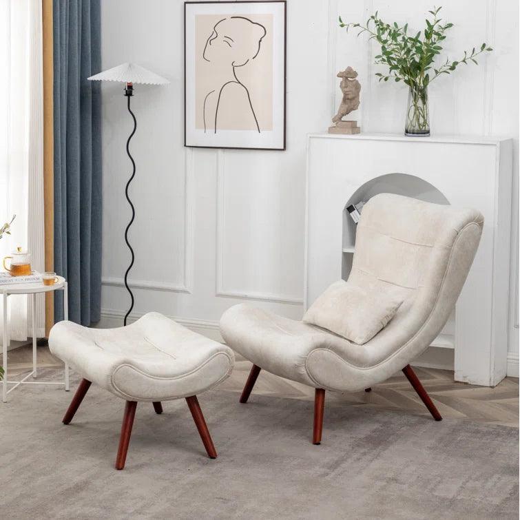 Francolin Upholstered Accent Chair with Footstool - Ouch Cart 