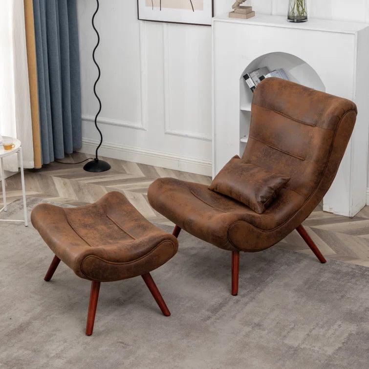 Francolin Upholstered Accent Chair with Footstool - Ouch Cart 