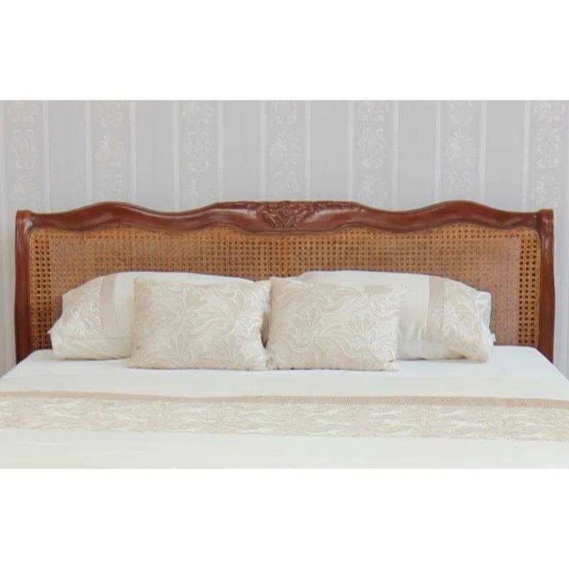 French Louis Rattan Bed Frame With Low Footboard