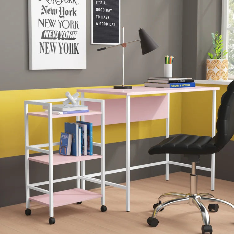 Versatile Workspace: Desk with Rolling Cart for Enhanced Organization"