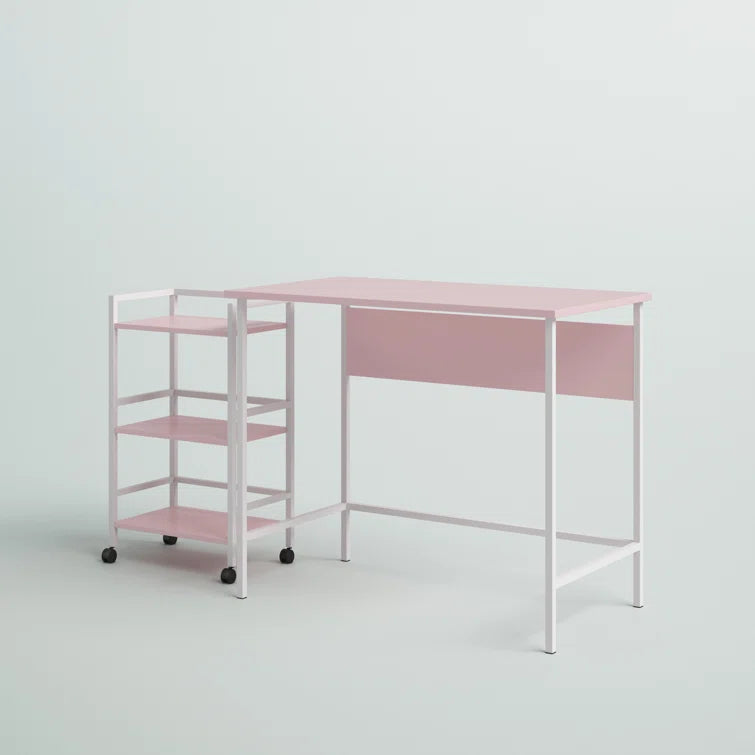 Versatile Workspace: Desk with Rolling Cart for Enhanced Organization"