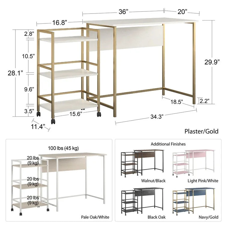 Versatile Workspace: Desk with Rolling Cart for Enhanced Organization"