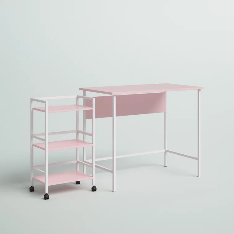 Versatile Workspace: Desk with Rolling Cart for Enhanced Organization"